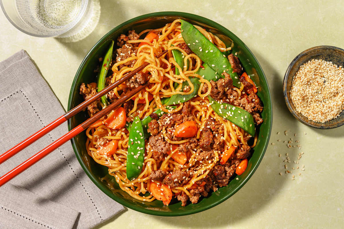 Super Quick Sambal Teriyaki Beef Noodles
