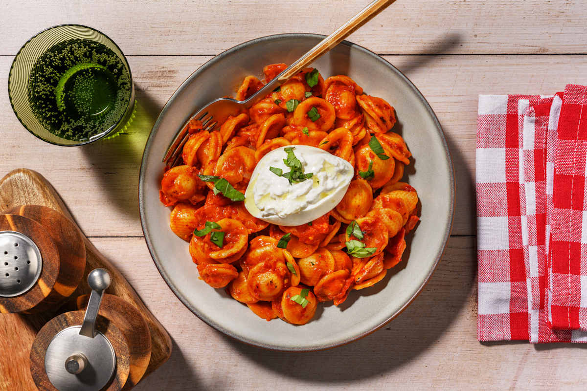 Orecchiette alla 'nduja e burrata extra
