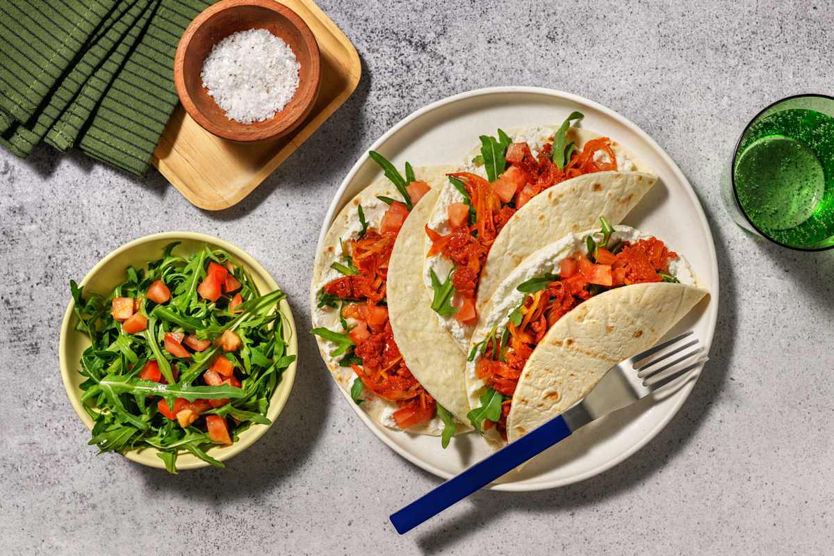 Piadinas de sobrasada con miel y ricotta