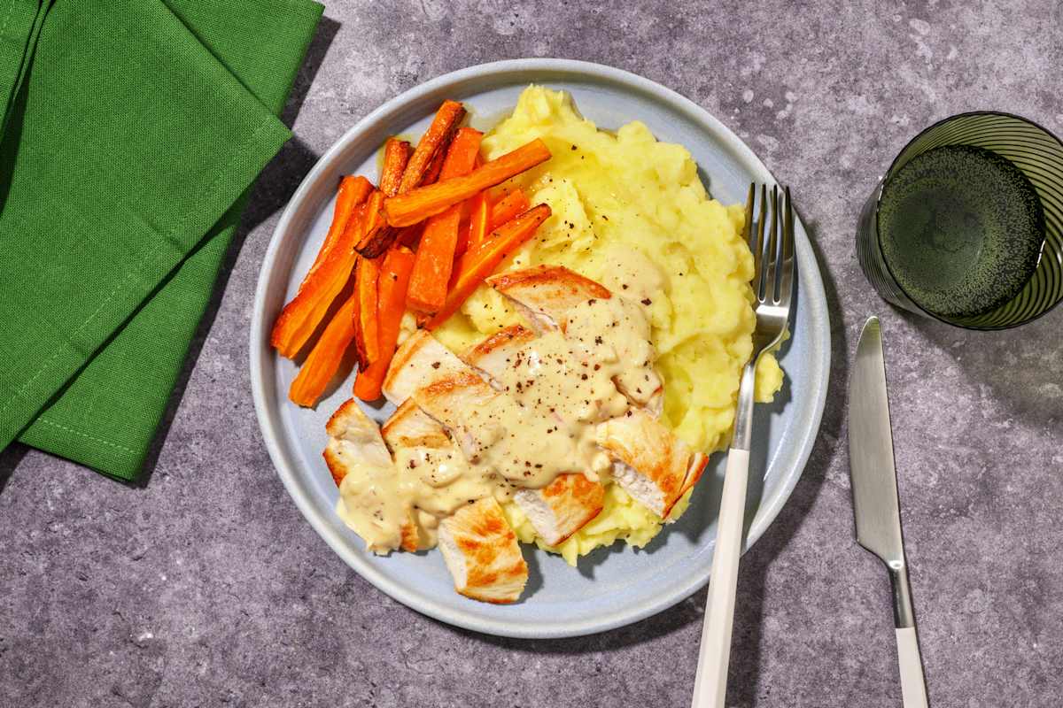 Chicken in Creamy Peppercorn Sauce with Bacon