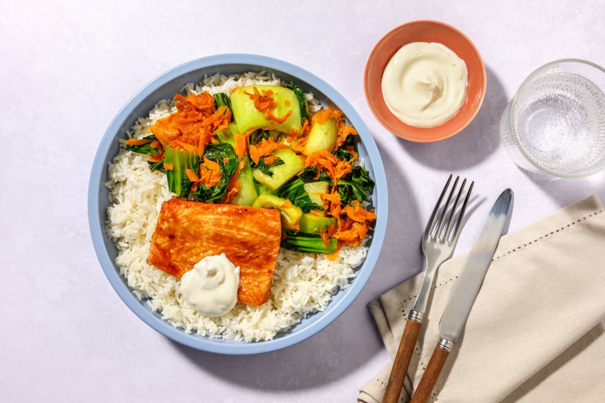 Salmón con glaseado de salsa hoisin y lima