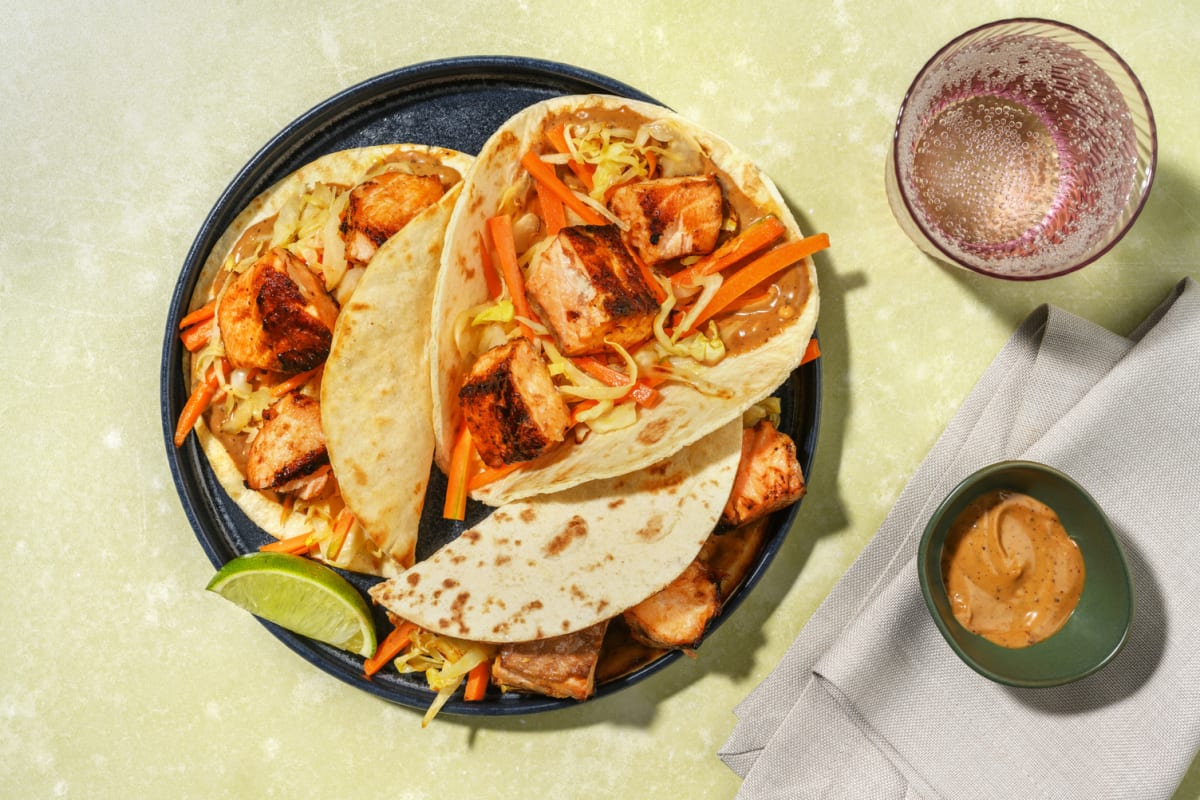 Tacos di trota salmonata in salsa hoisin