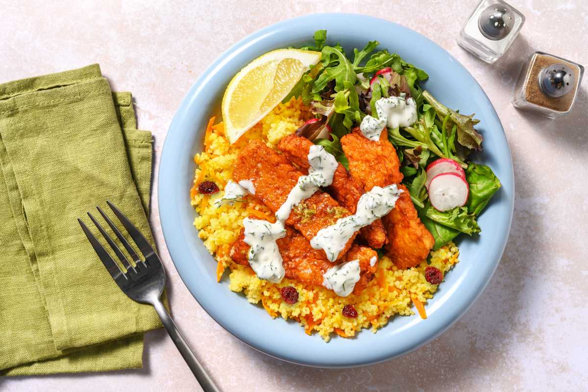 Fast Honey-Lemon Double Halloumi & Jewelled Couscous