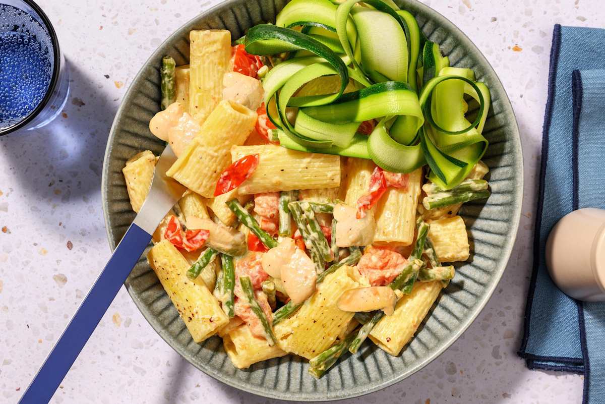 Springtime Chicken, Tomato and Green Bean Rigatoni