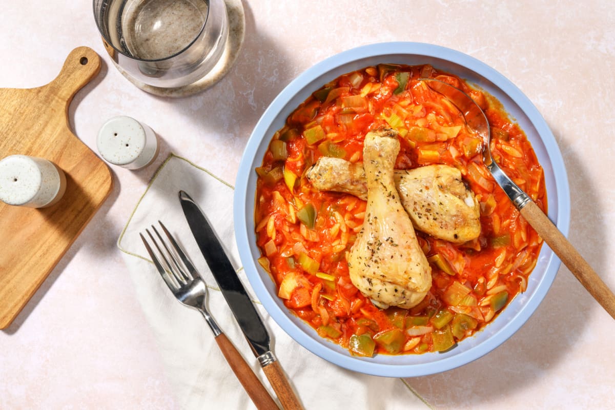 Guiso de orzo con pollo a la mediterránea