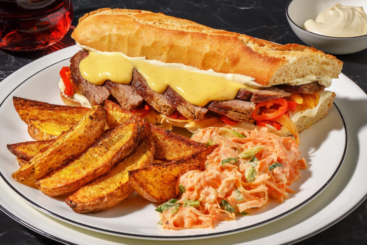 Philly Cheesesteak: Rindersteak Sandwich
