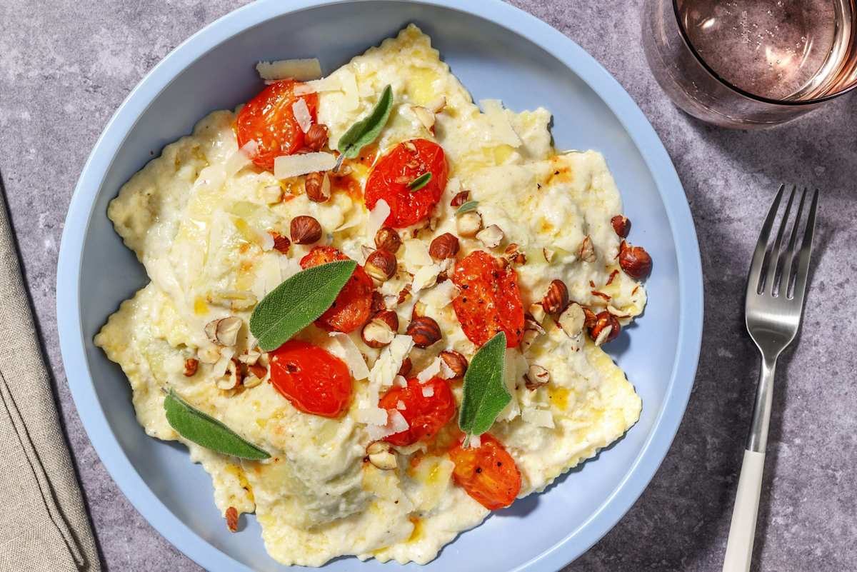 Ravioli di zucchine trombetta e ricotta