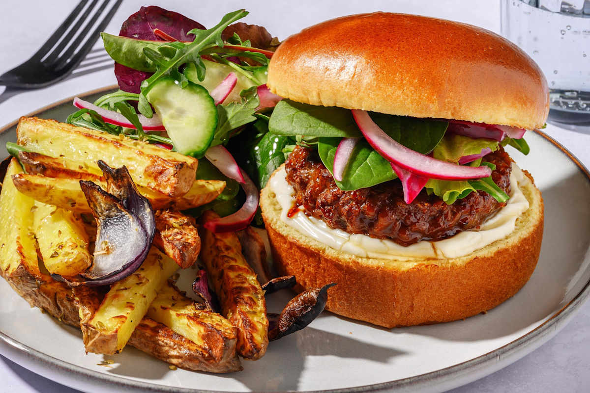 Greek Style Veggie Burger and Oregano Chips