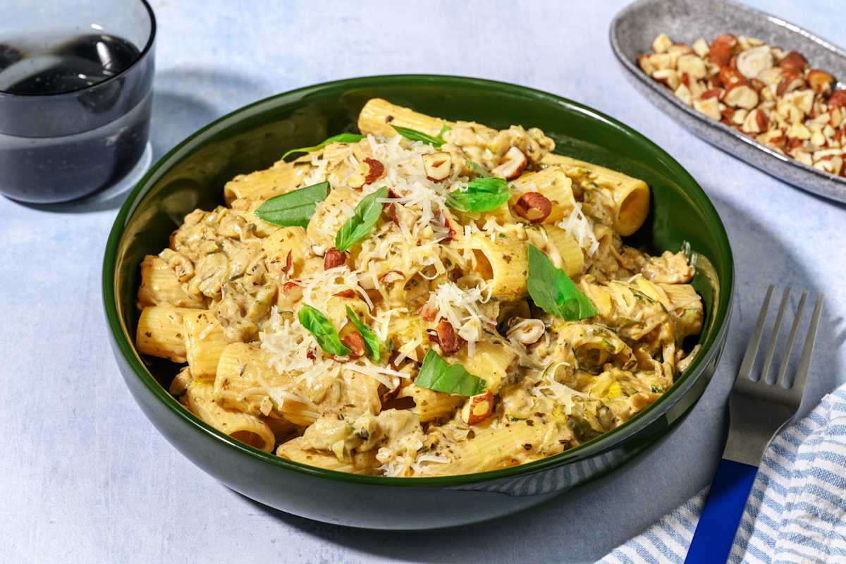 Rigatoni crémeux à la courgette & parmesan