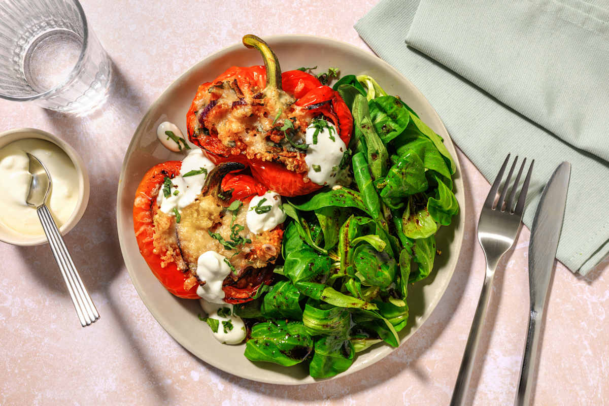 Poivrons farcis au quinoa & pesto rosso
