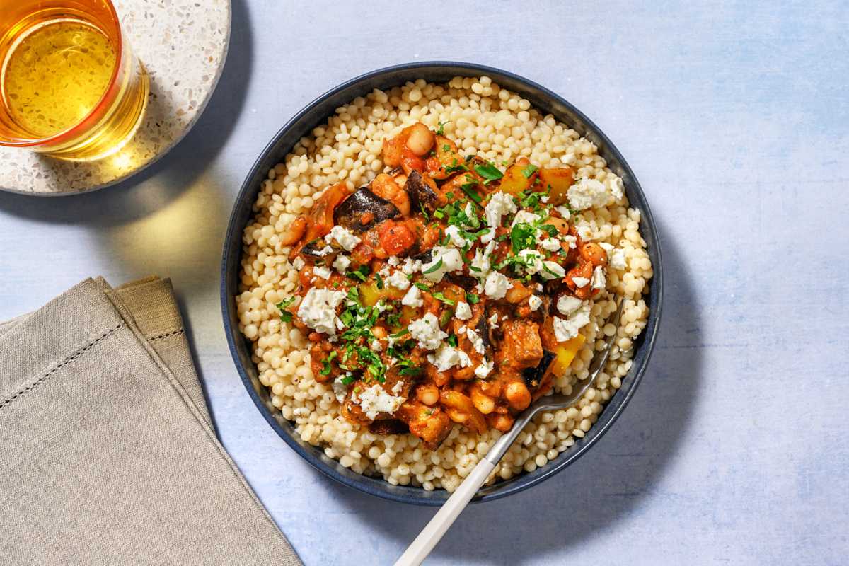 Spiced Aubergine Pearled Couscous Bowl