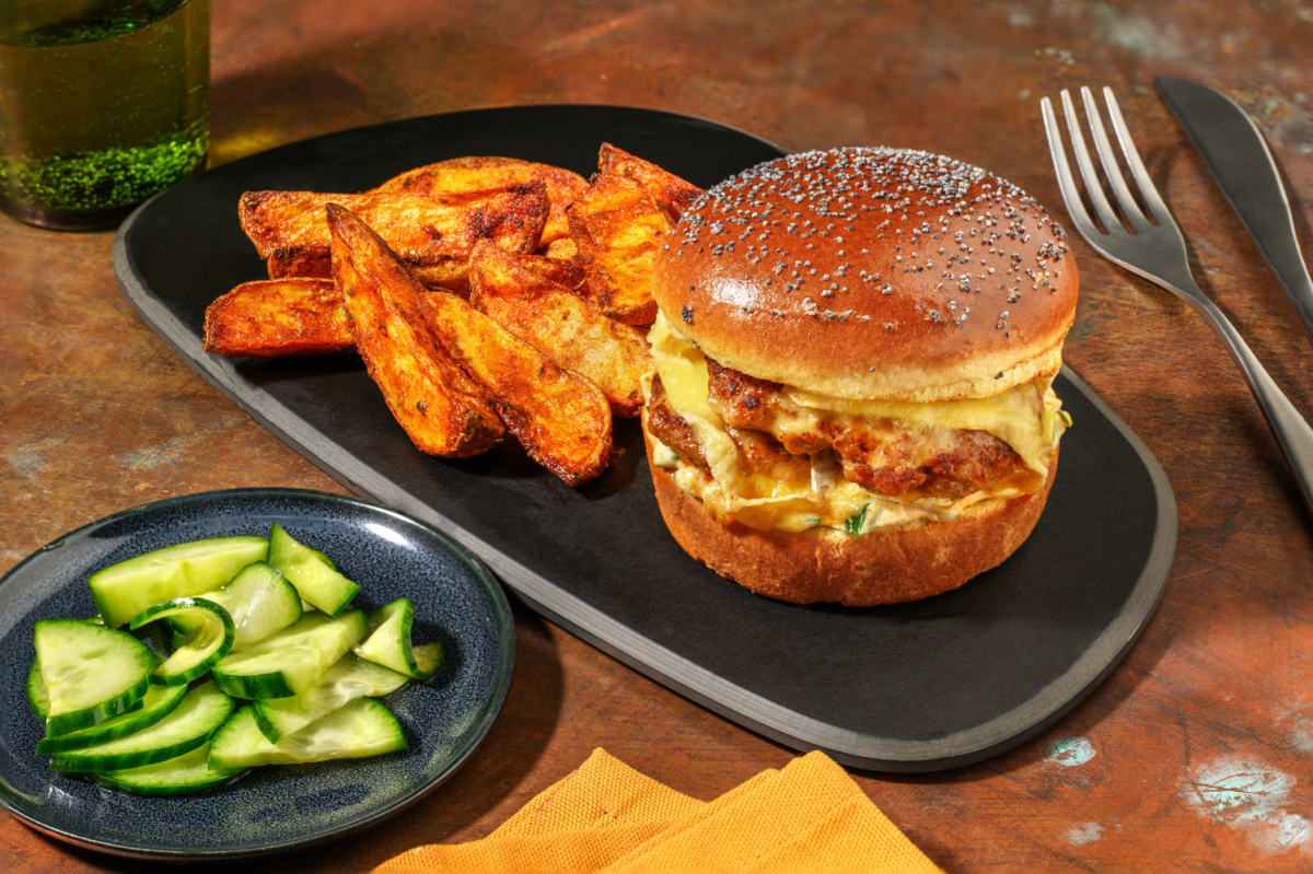 Smash burger con queso camembert