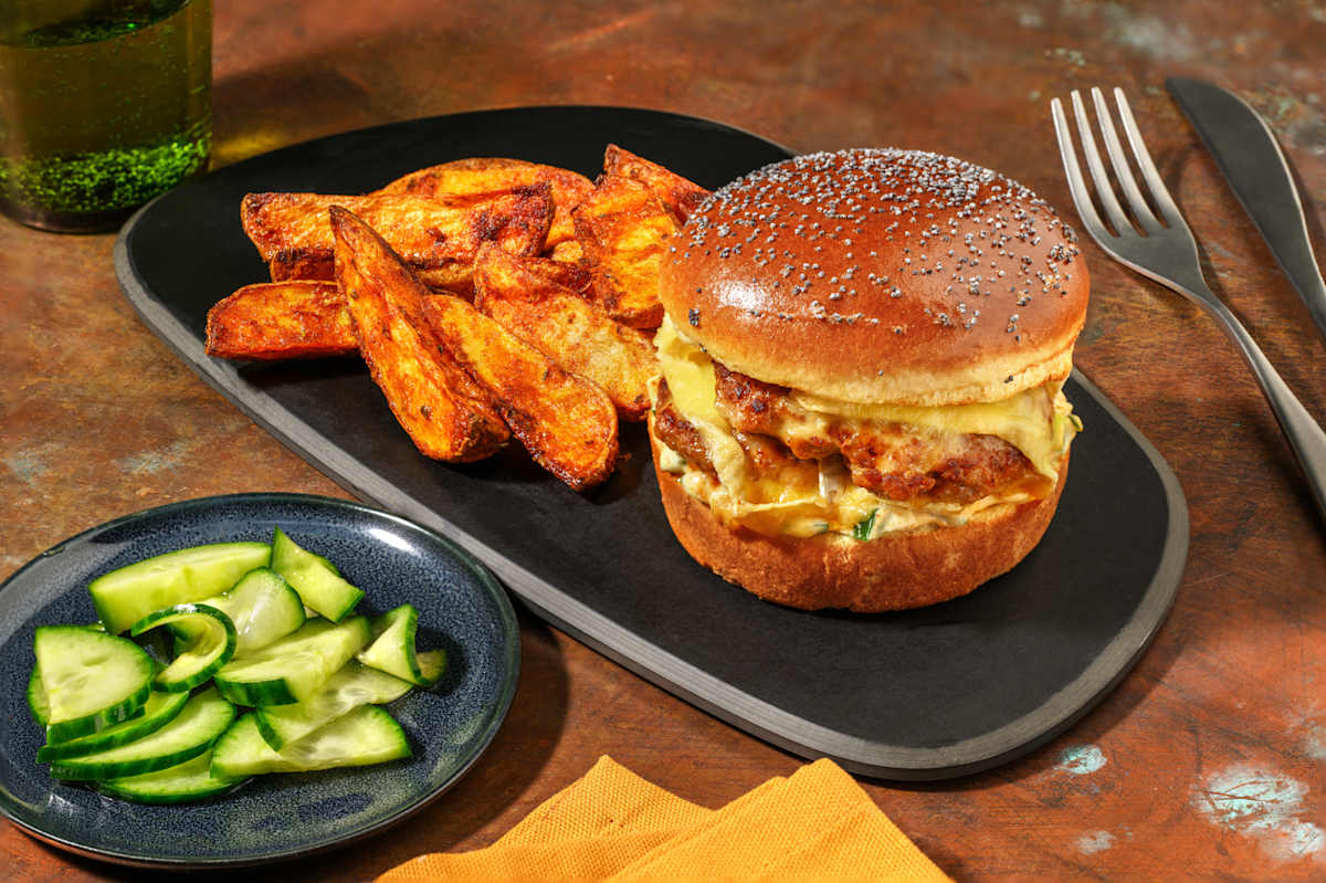 Smash burger con queso camembert