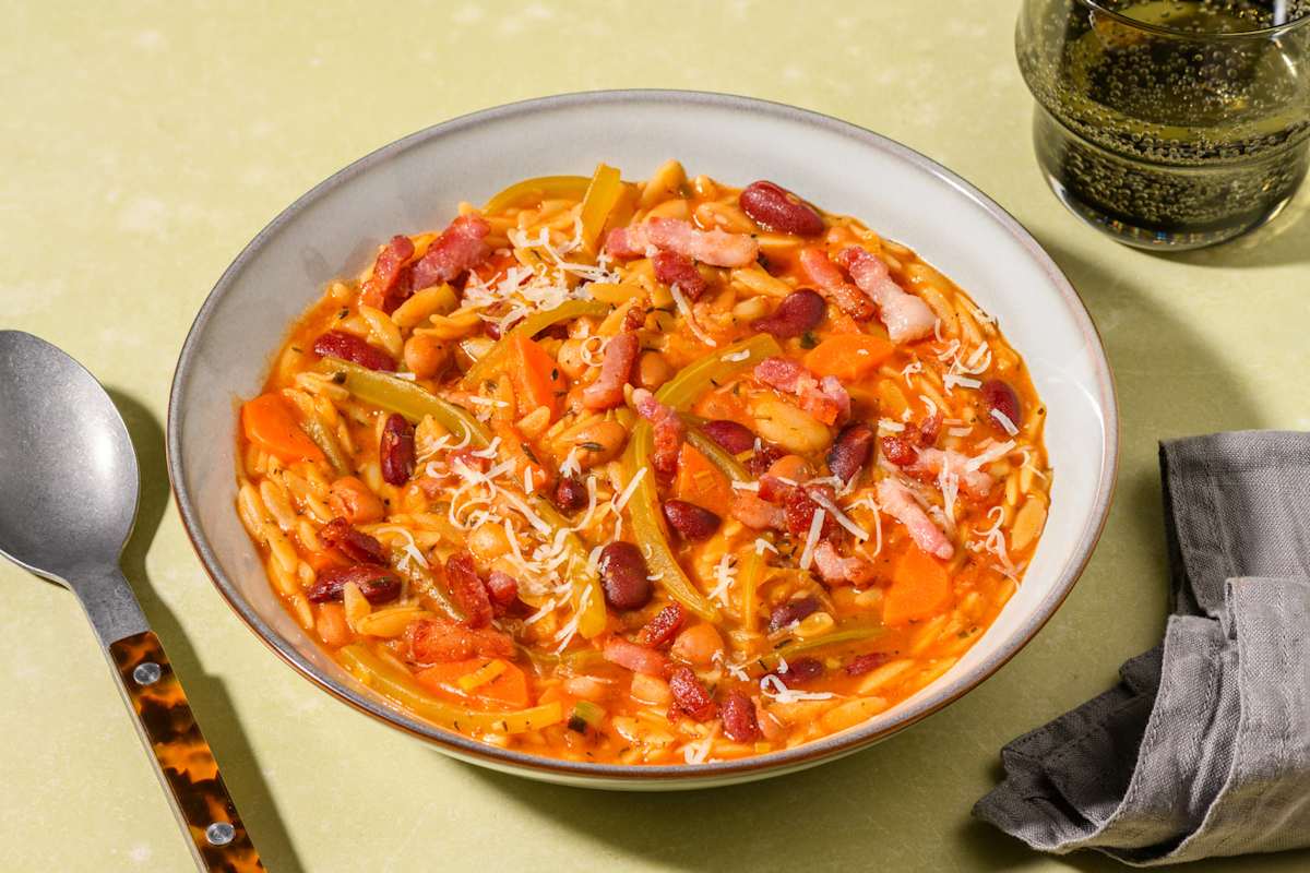Orzo e fagioli aux lardons