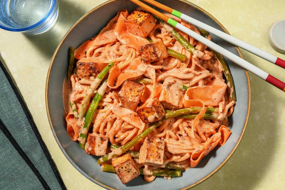 Red Thai Style Tofu and Coconut Noodles