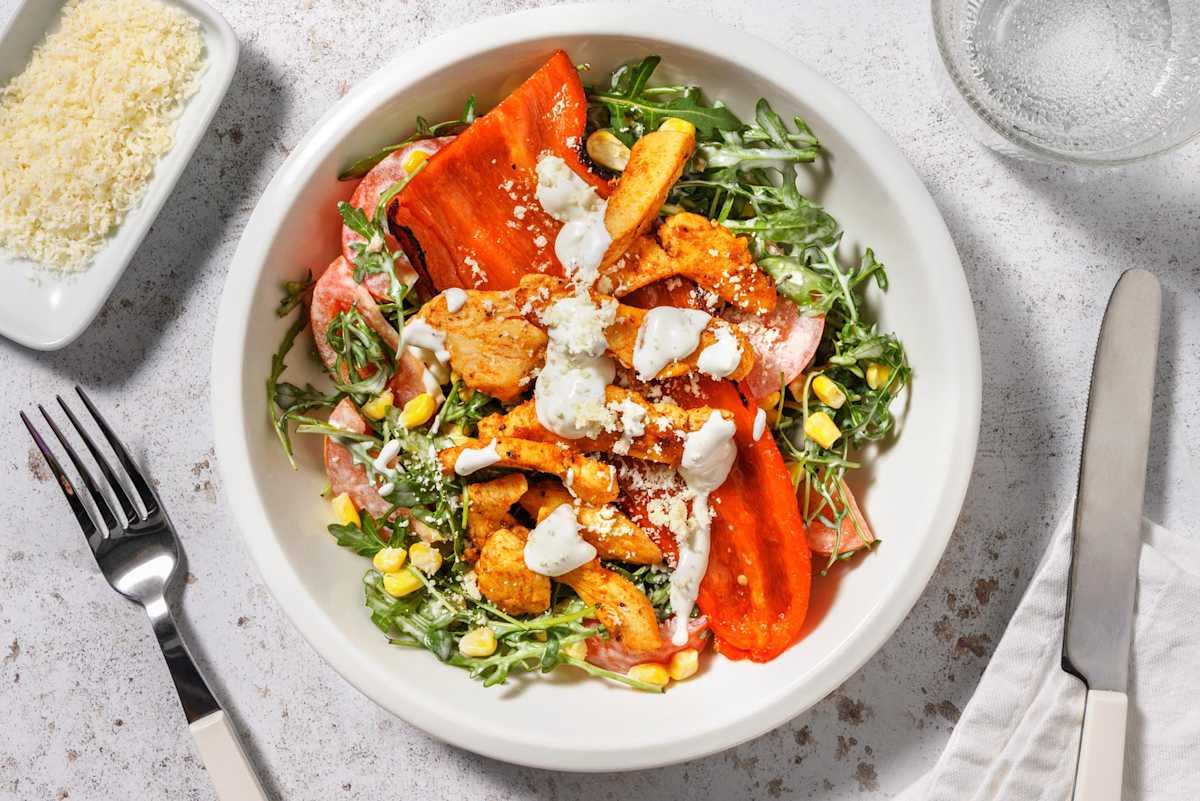 Chicken Bowl mit Spitzpeperoni und Mais