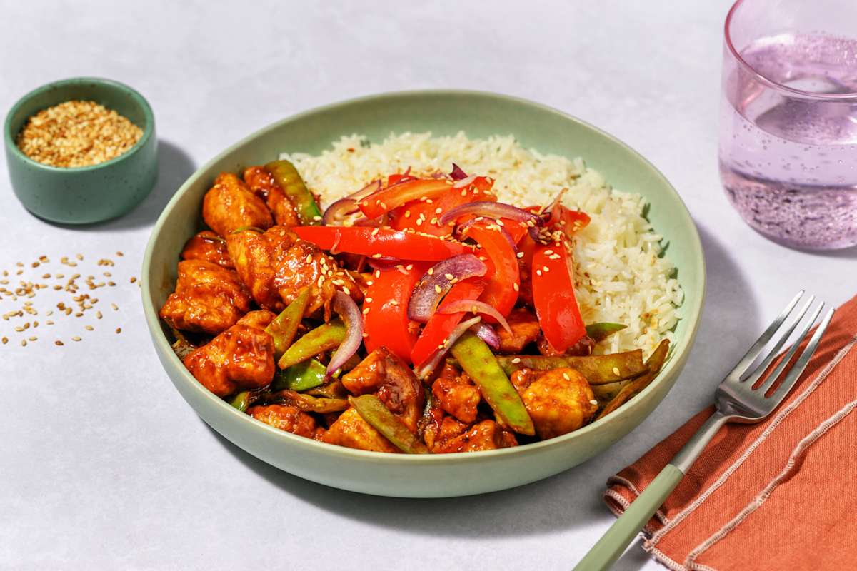 Sweet Sesame Chicken Breast on Rice