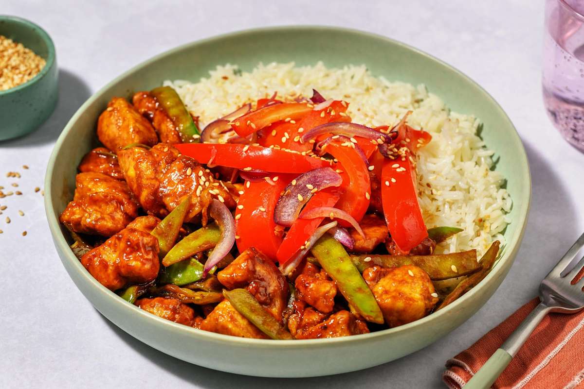 Sweet Sesame Chicken Breast on Rice