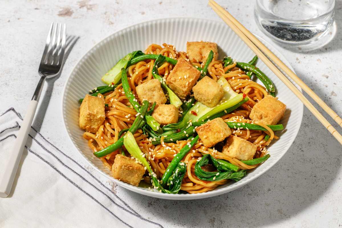 Singapore Style Crispy Tofu & Black Pepper Noodles