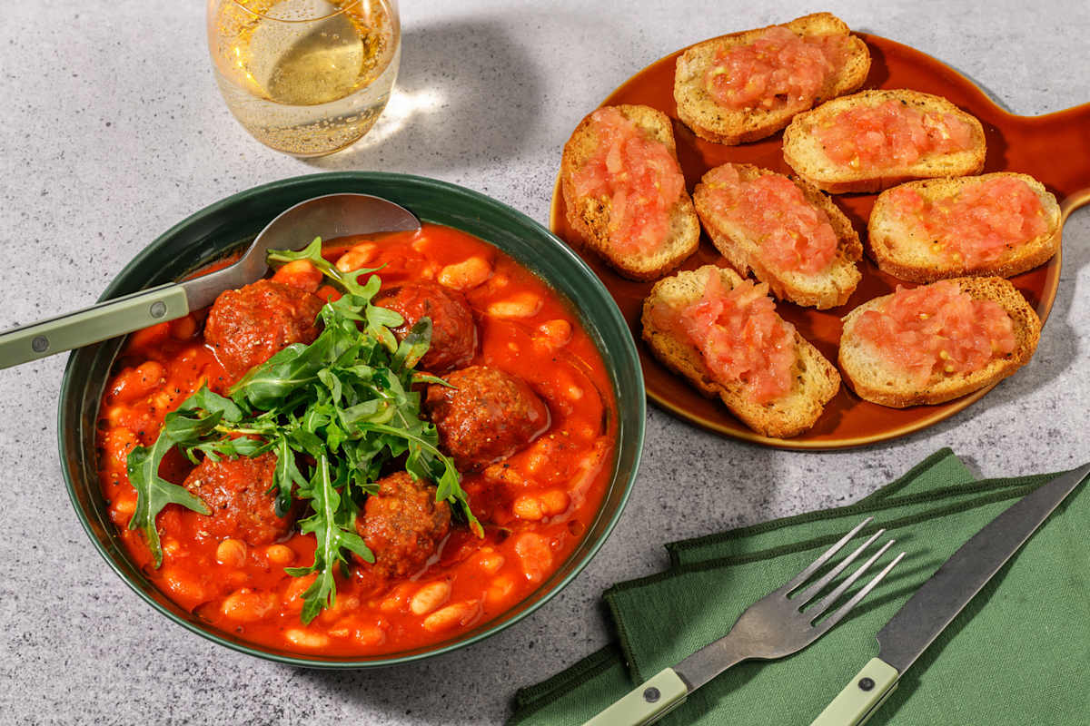 Beef Meatballs in Cannellini Bean Stew