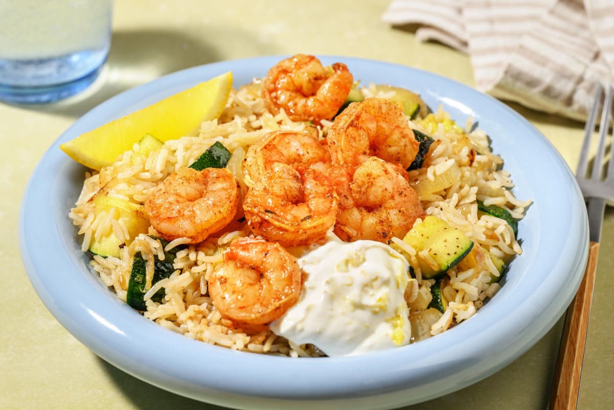 Pikante Cajun Reispfanne mit Crevetten