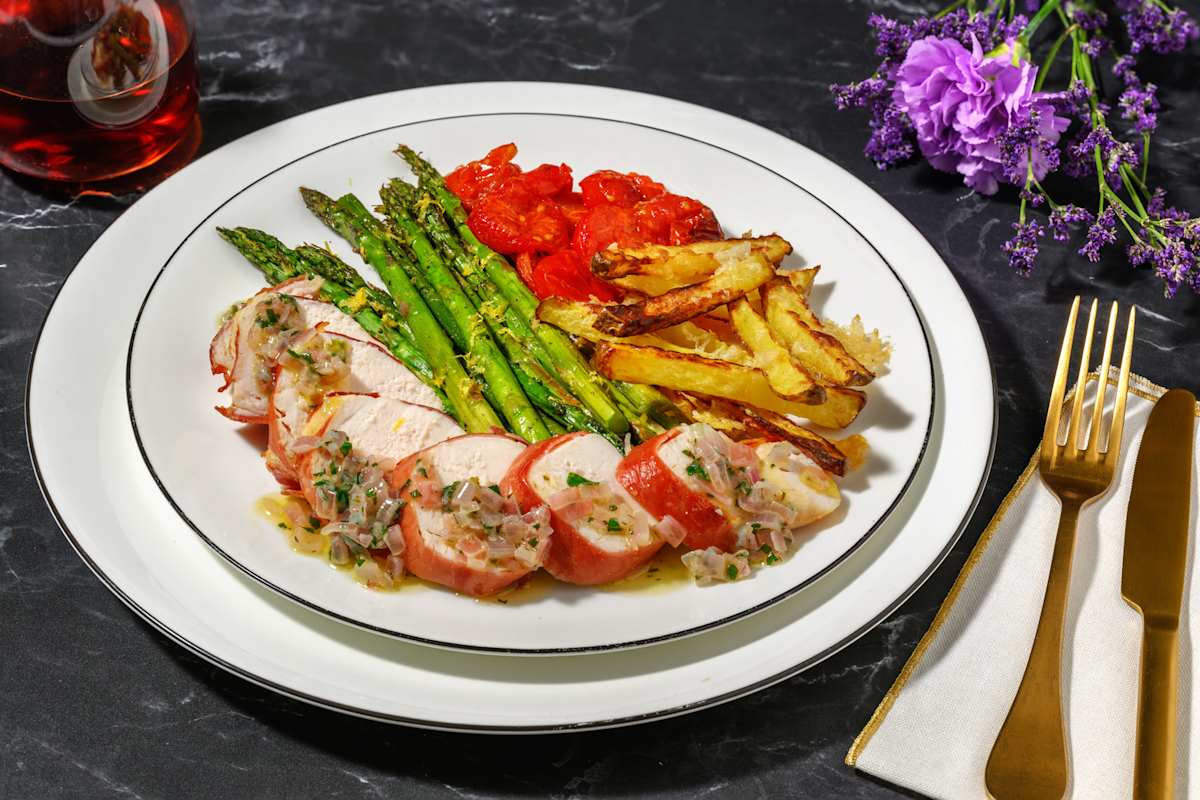 Serrano Wrapped Chicken in Lemon & Parsley Butter Sauce