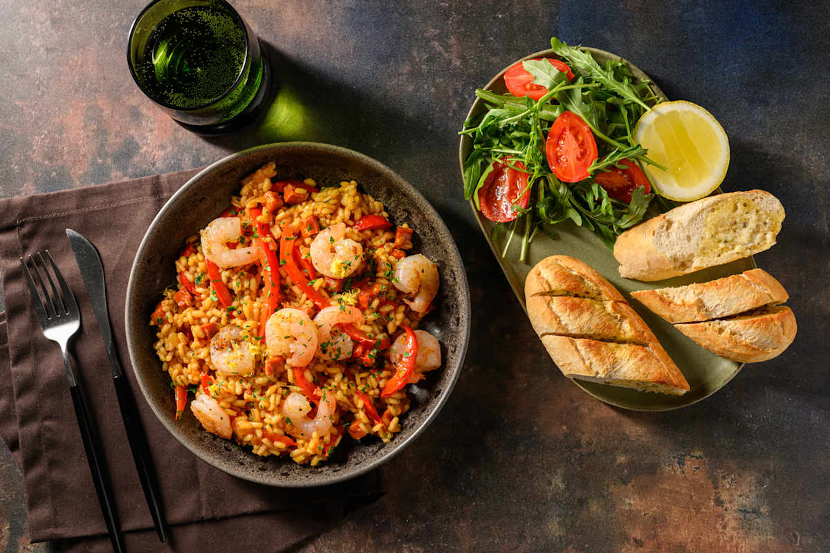 King Prawn and Chorizo Oven-Baked Paella
