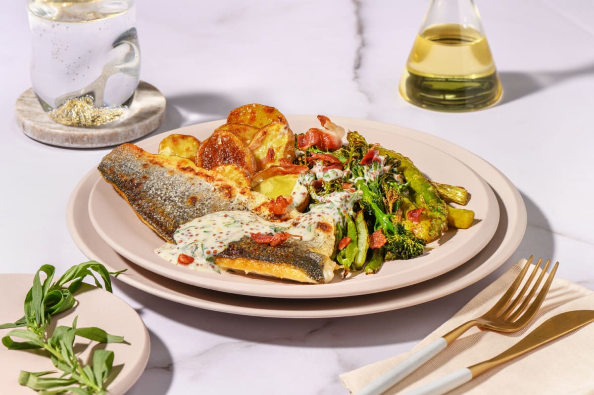 Pan-Fried Sea Bream and Bacon Crisps