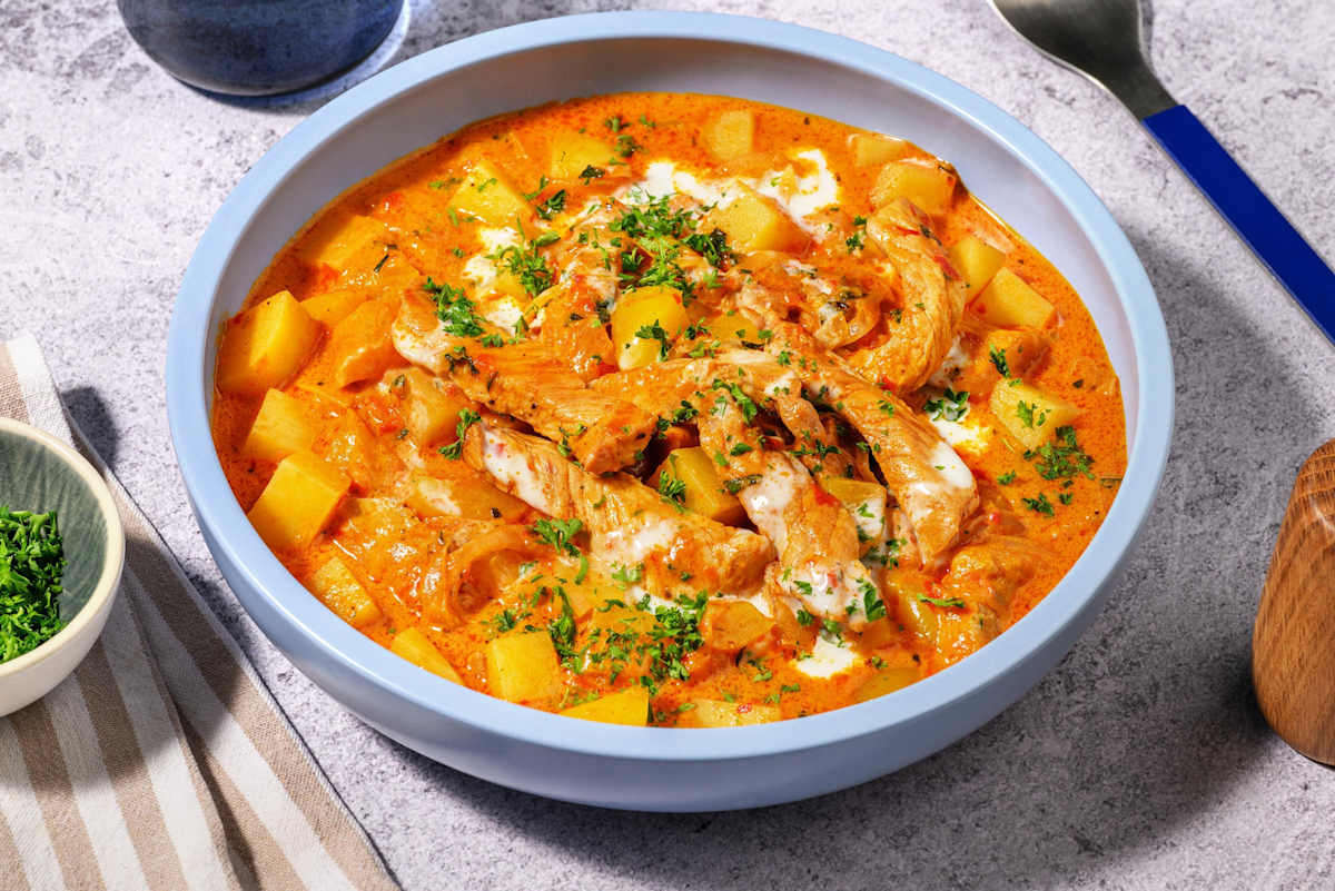 Würziger Souflaki-Eintopf mit Bio-Schweinefleisch