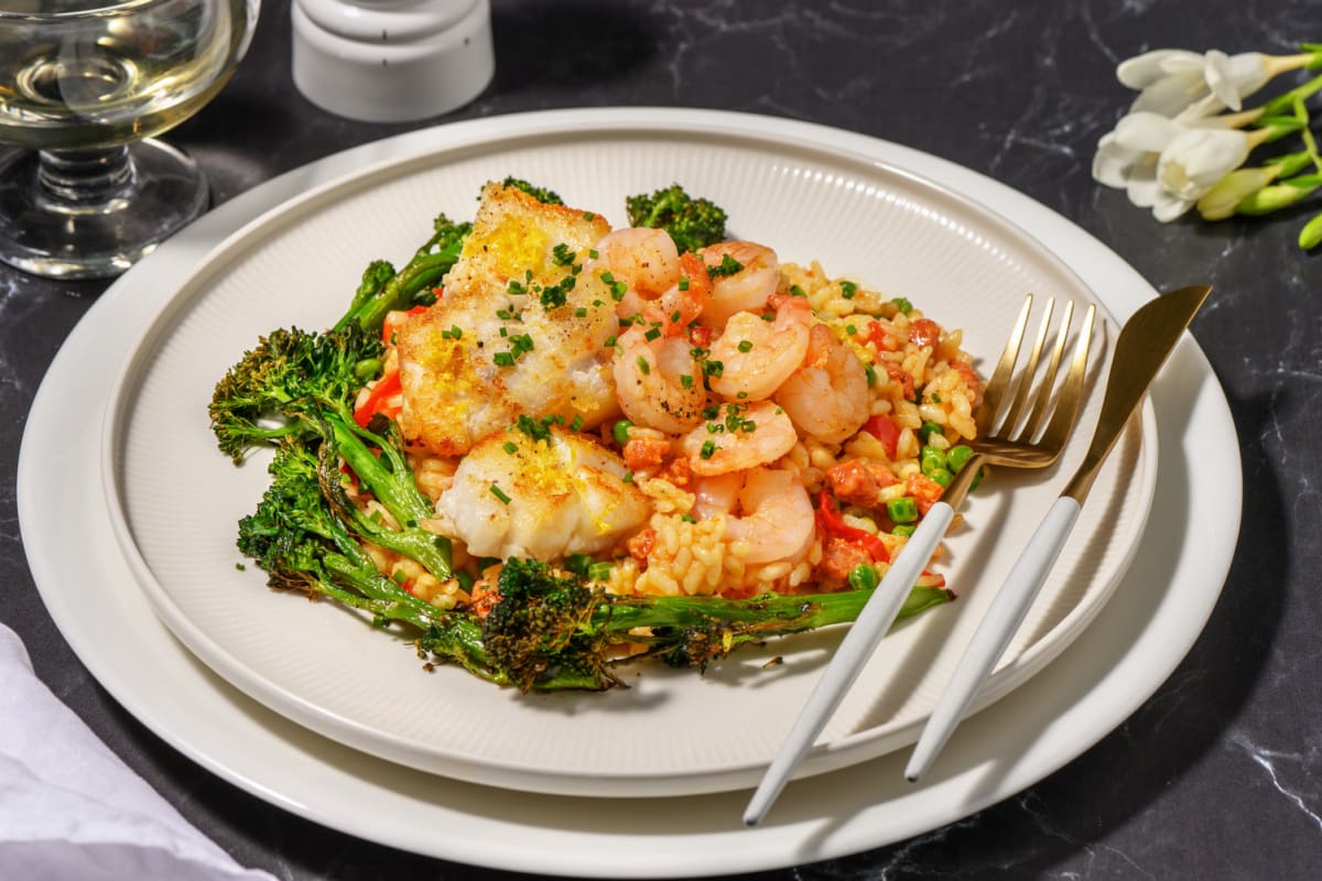 Monkfish, Prawn and Chorizo Paella
