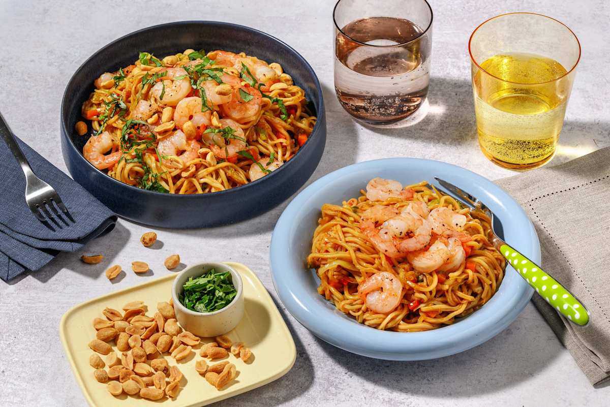 Nouilles aux crevettes teriyaki et chou