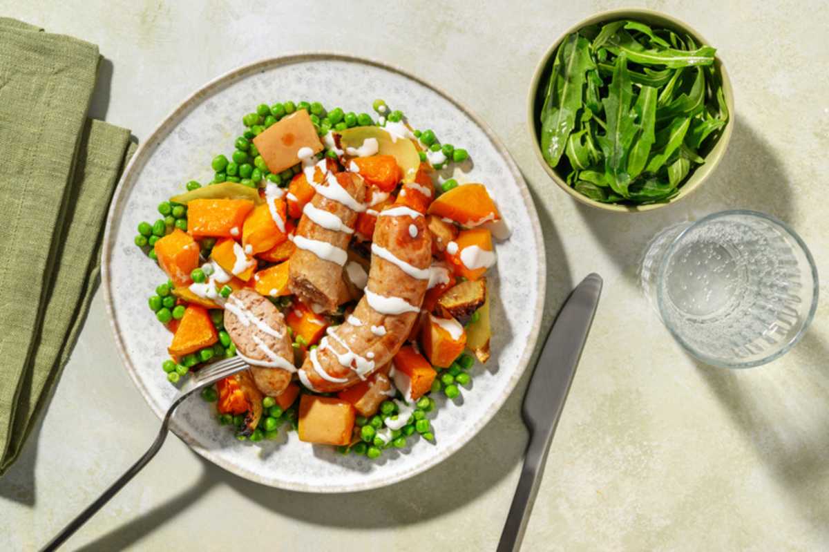 Oven Baked Double Sausage and Butternut Hash