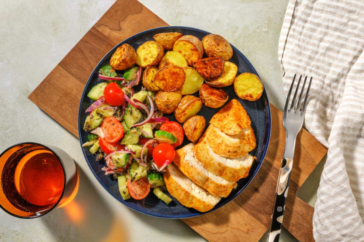 Roast Double Chicken and Greek Salad
