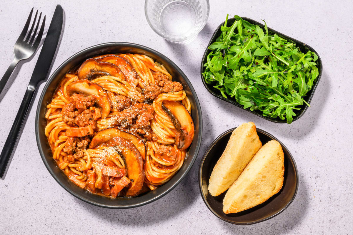 Ultimate Beef, Mushroom and Bacon Spaghetti Bolognese