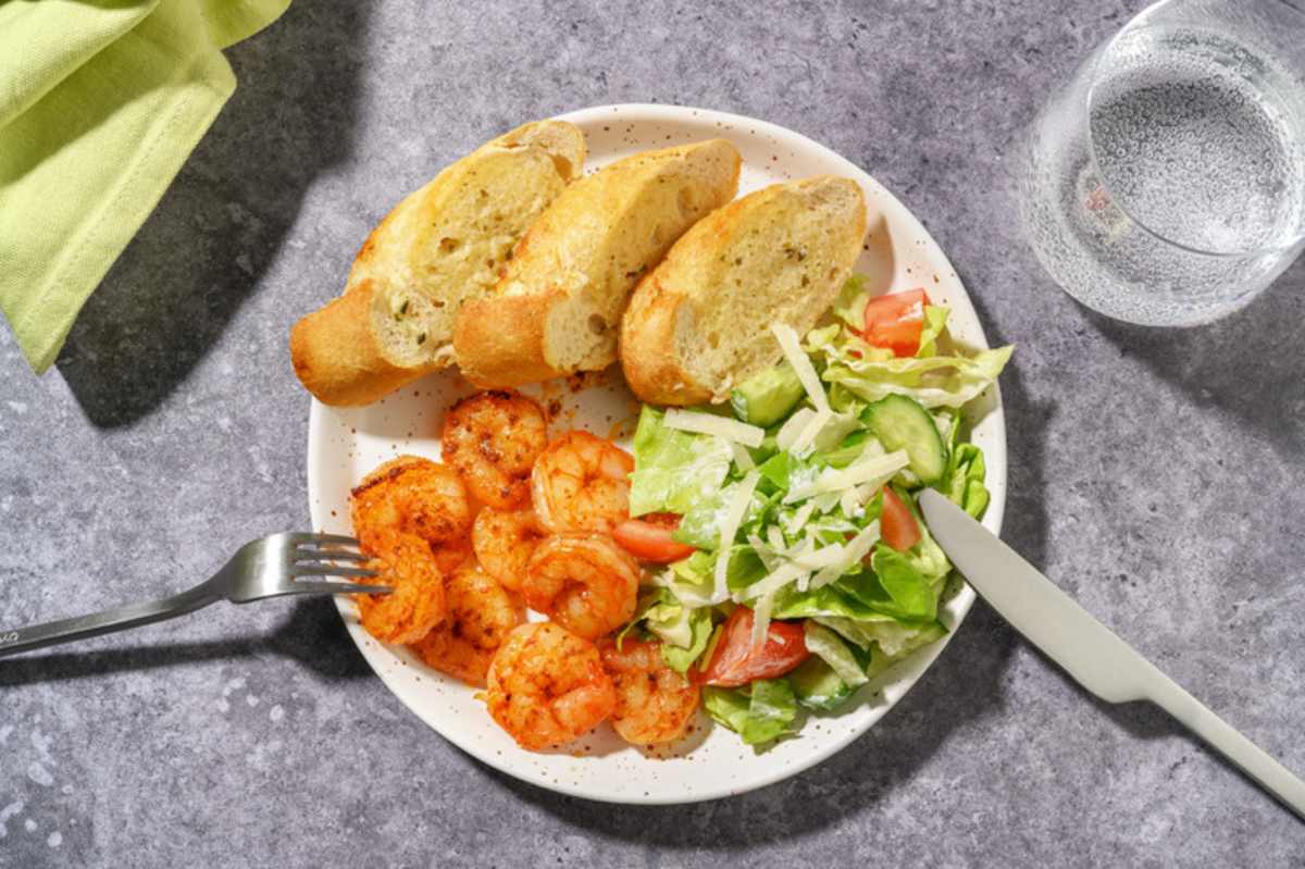 Paprika Prawns and Crisp Salad with Chorizo