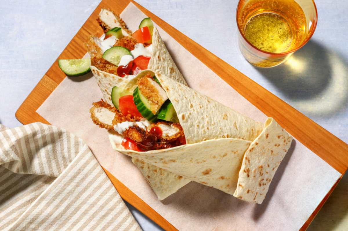 BBQ Crumbed Double Chicken Wrap