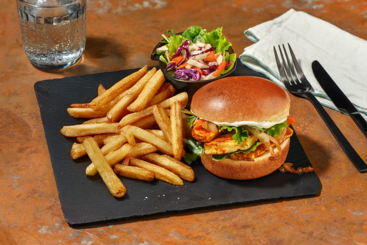Sticky Curried Paneer Burger