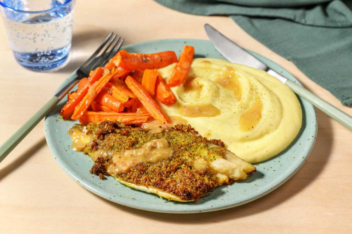 Pesto Crusted Salmon and Garlic Butter Sauce