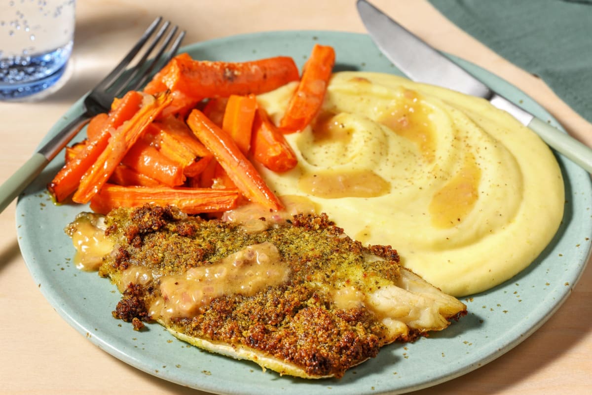 Pesto Crusted Salmon and Garlic Butter Sauce
