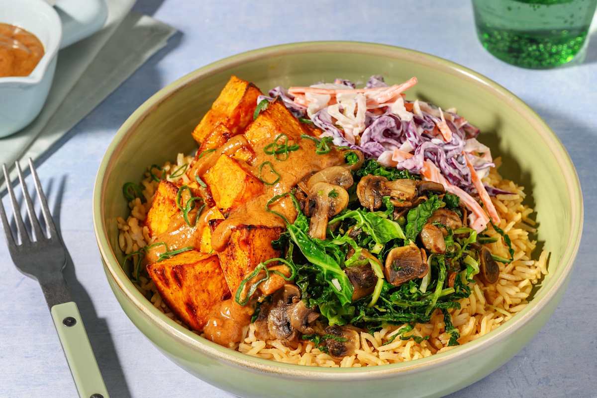 Peanut Sweet Potato Rainbow Bowl
