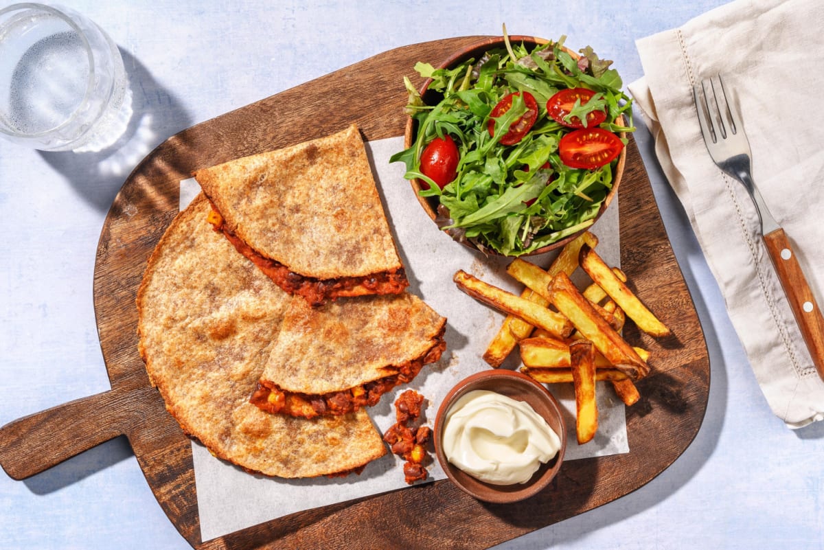 Charred Corn, Bean and Cheddar Quesadillas