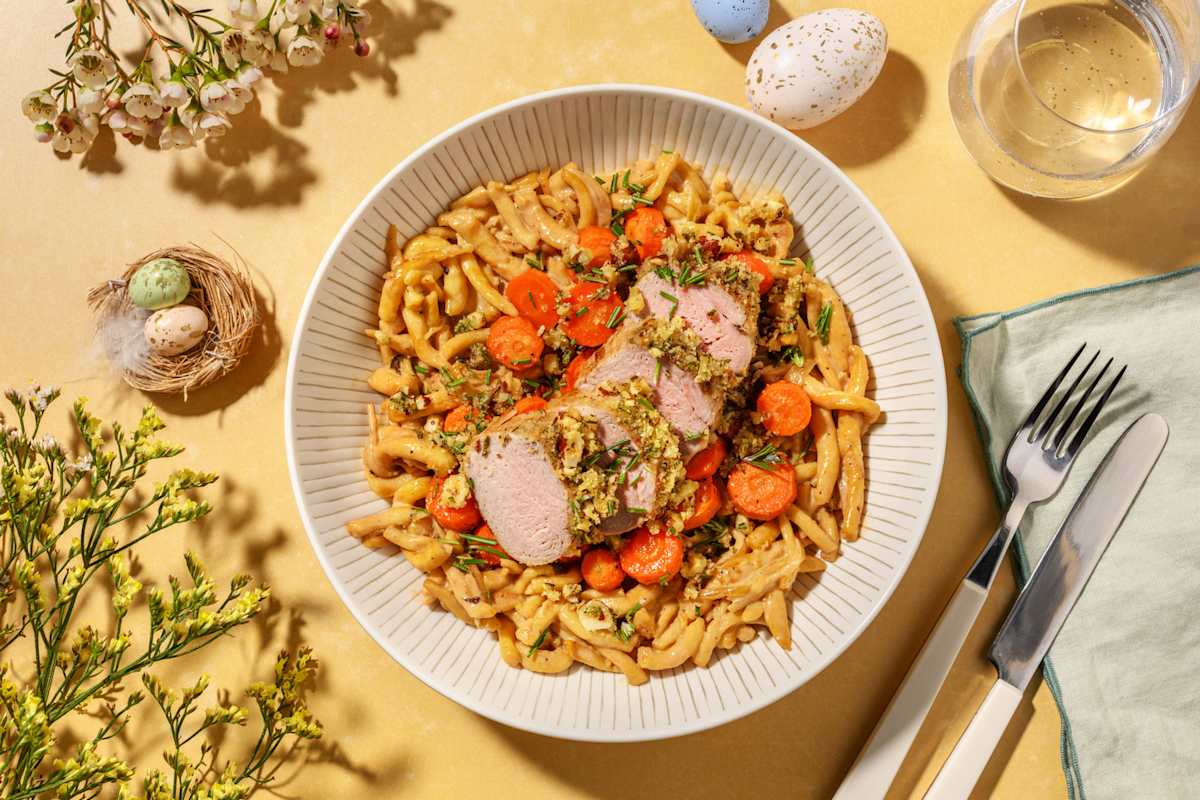 Saftiges Schweinefilet mit Haselnuss-Kruste