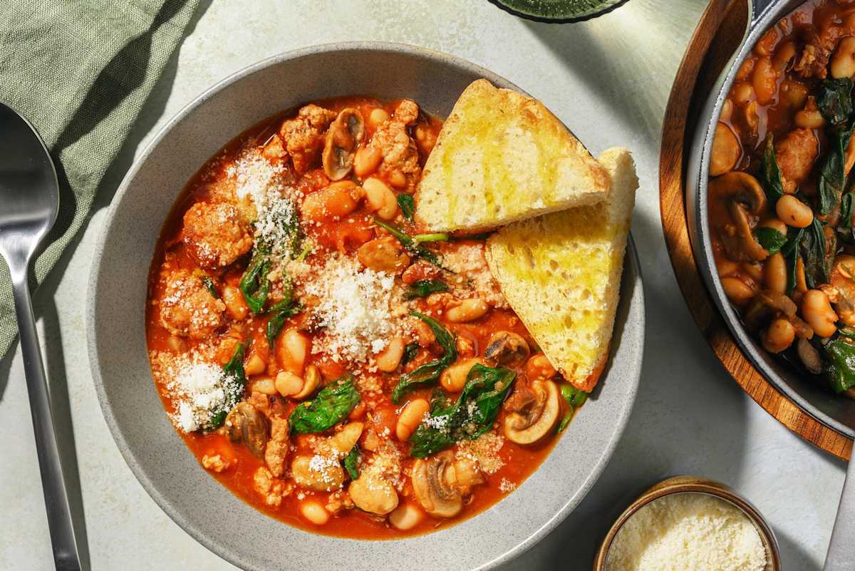 One Pot Sausage and Mushroom Cassoulet