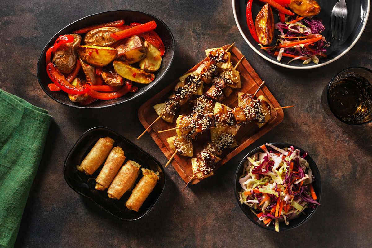 Chinese BBQ Style Pork Belly and Pineapple Skewers