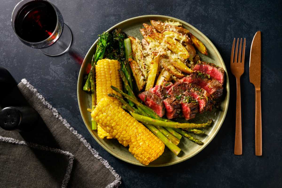 21 Day Aged Sirloin Steak and Cheesy Rosemary Chips
