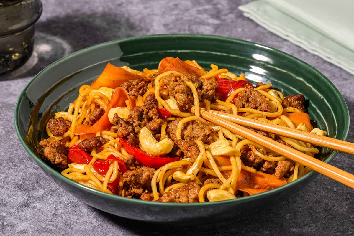Cashew Beef Stir-Fry and Noodles