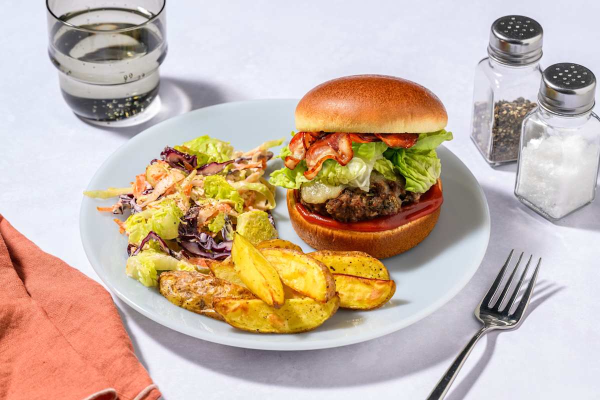 Family Favourite Cheddar Bacon Cheeseburger