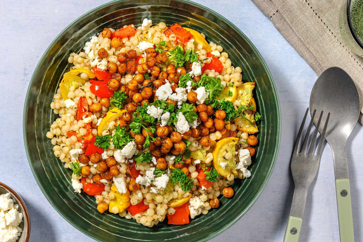 Parelcouscous met knapperige kikkererwten