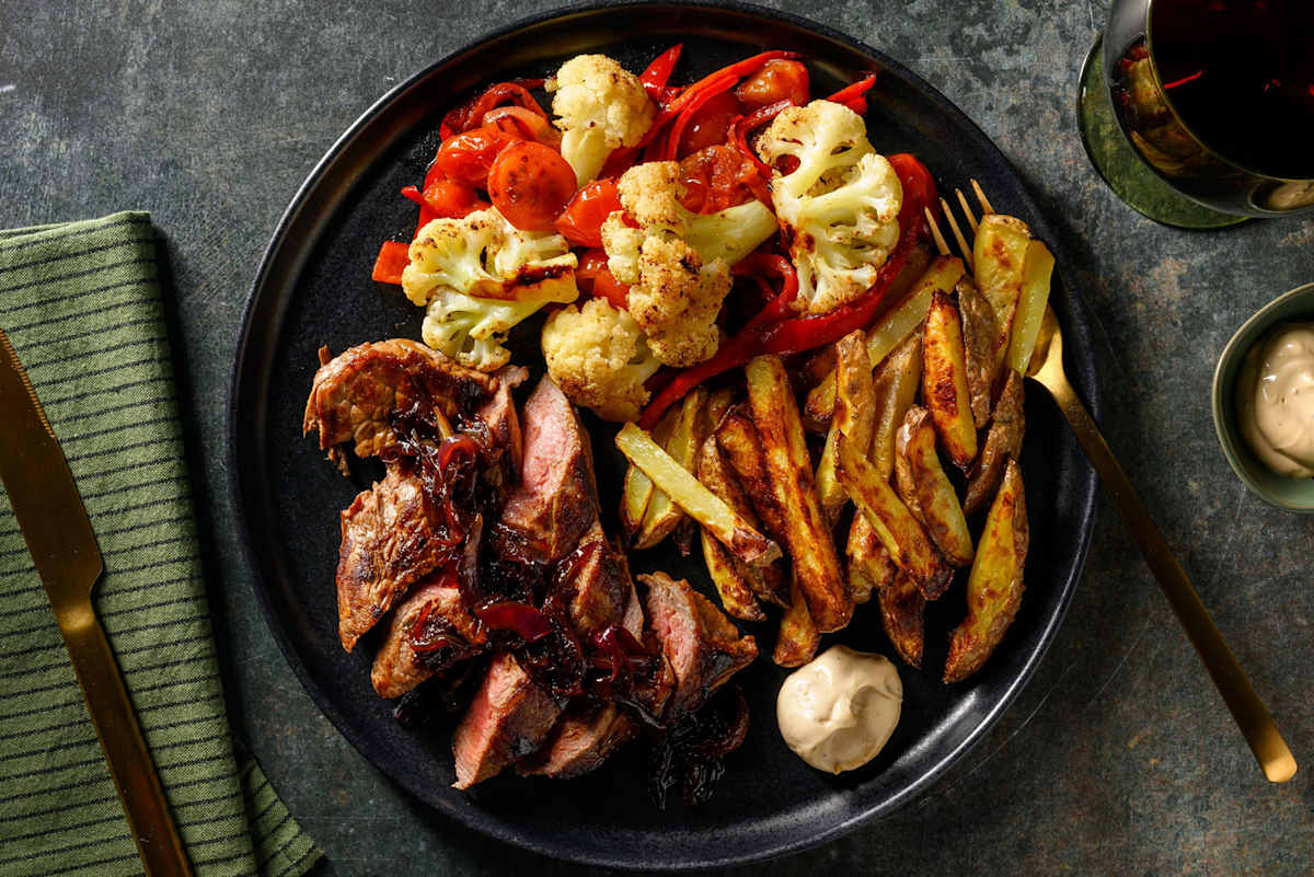 Steak met frietjes en truffelmayonaise