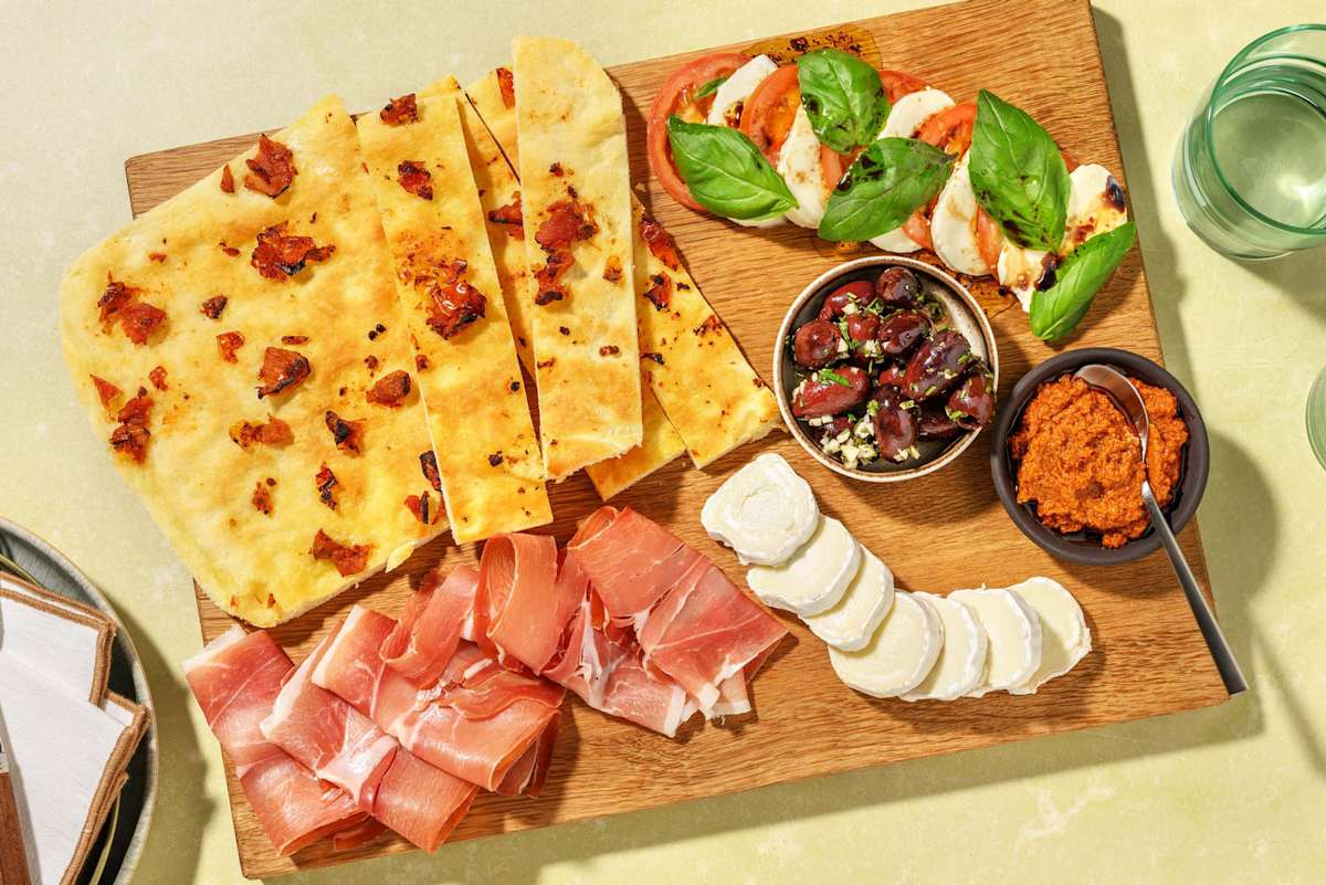 Italiensk snackbræt | med hjemmelavet focaccia